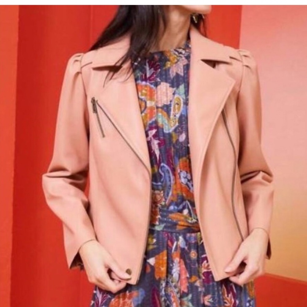 Marie Oliver Faux Leather Moto Jacket